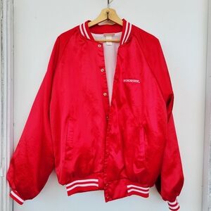 Vintage Winchester Ammunition  Satin Jacket Red Retro Made USA Size XL